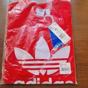 Adidas Womens XL, RED and WHITE TREFOIL TEE
